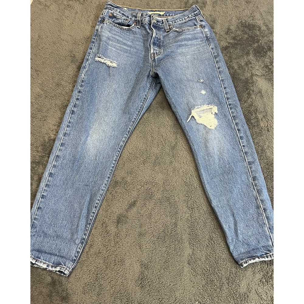 Levi's Light Blue Straight Leg Ripped Jeans